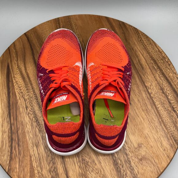 Nike Free 4.0 Flyknit Shoes Womens Size 9.5 Fire Red Running Comfort Walking Gym - Picture 5 of 8